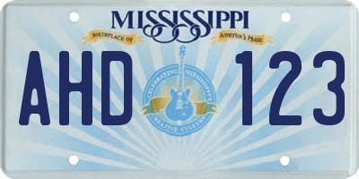 MS license plate AHD123