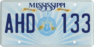 MS license plate AHD133