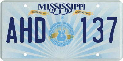 MS license plate AHD137