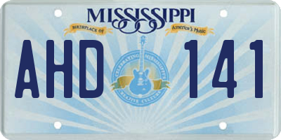 MS license plate AHD141