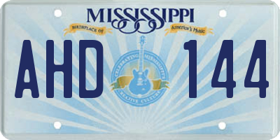 MS license plate AHD144
