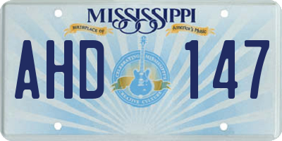 MS license plate AHD147