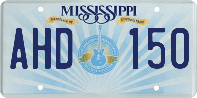 MS license plate AHD150