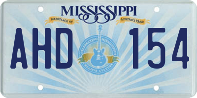 MS license plate AHD154