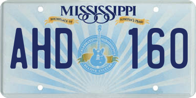 MS license plate AHD160