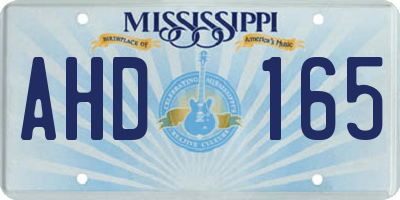 MS license plate AHD165