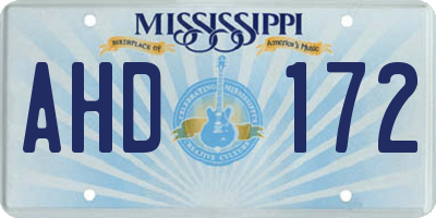 MS license plate AHD172