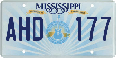 MS license plate AHD177