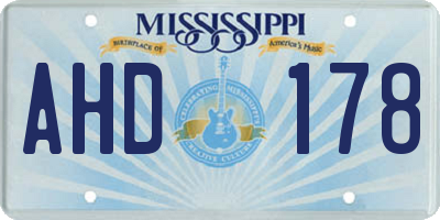 MS license plate AHD178