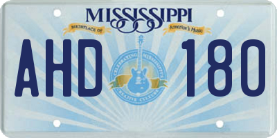MS license plate AHD180
