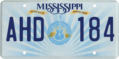 MS license plate AHD184