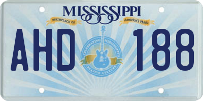 MS license plate AHD188