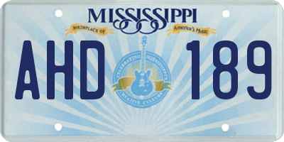 MS license plate AHD189