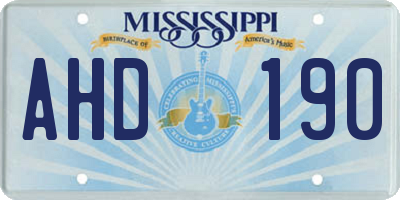 MS license plate AHD190
