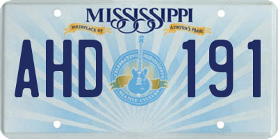 MS license plate AHD191