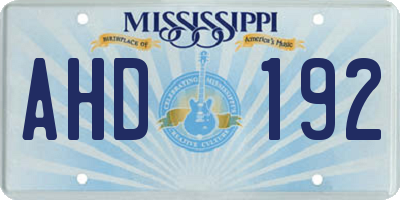 MS license plate AHD192