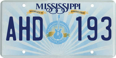 MS license plate AHD193