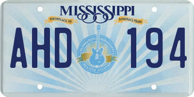MS license plate AHD194