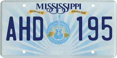 MS license plate AHD195