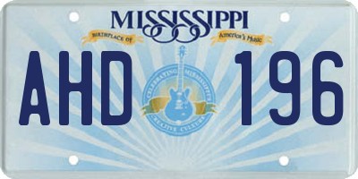 MS license plate AHD196