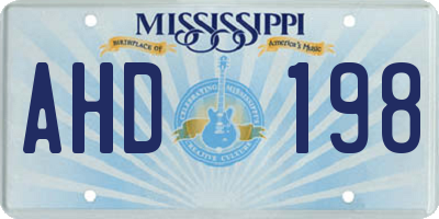 MS license plate AHD198