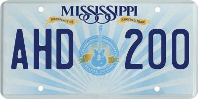 MS license plate AHD200
