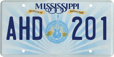 MS license plate AHD201
