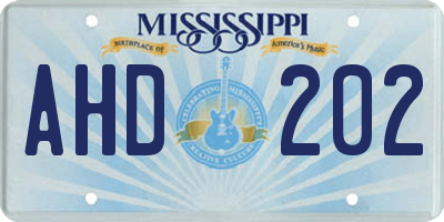 MS license plate AHD202