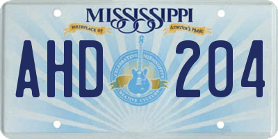 MS license plate AHD204