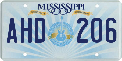 MS license plate AHD206