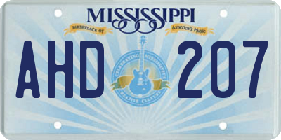 MS license plate AHD207