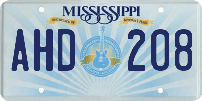 MS license plate AHD208