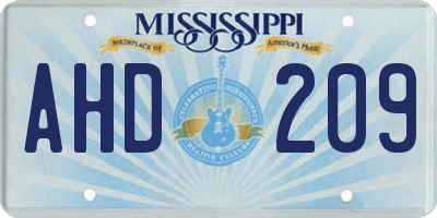 MS license plate AHD209