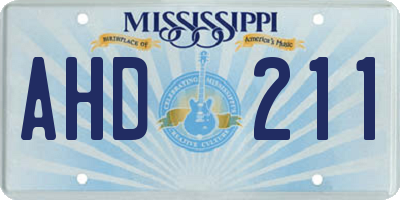 MS license plate AHD211
