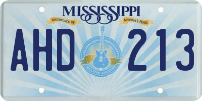 MS license plate AHD213