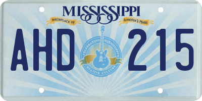 MS license plate AHD215