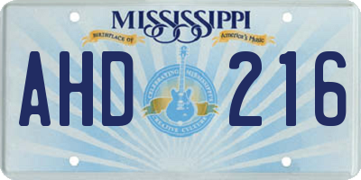MS license plate AHD216