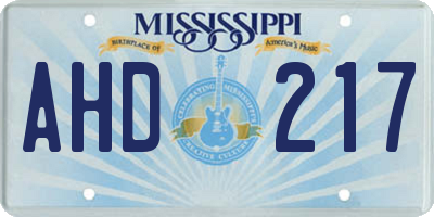 MS license plate AHD217