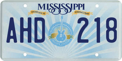 MS license plate AHD218