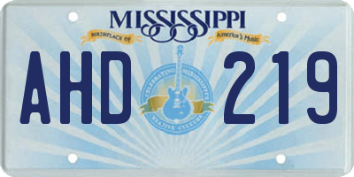 MS license plate AHD219