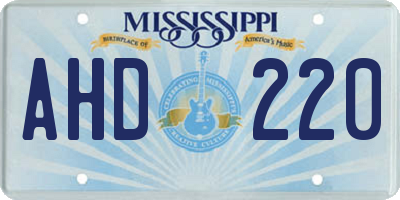 MS license plate AHD220