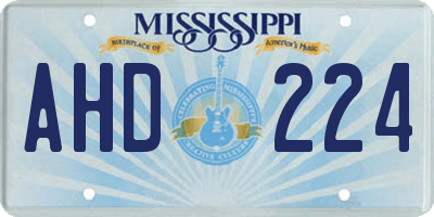 MS license plate AHD224