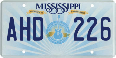 MS license plate AHD226