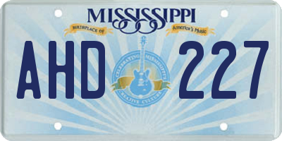 MS license plate AHD227