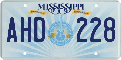 MS license plate AHD228