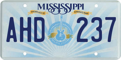 MS license plate AHD237