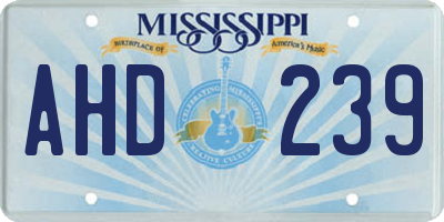 MS license plate AHD239