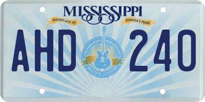 MS license plate AHD240
