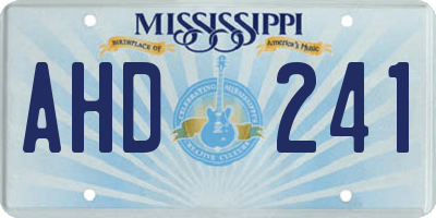 MS license plate AHD241