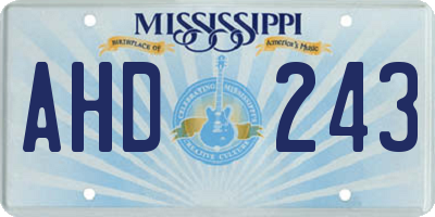MS license plate AHD243